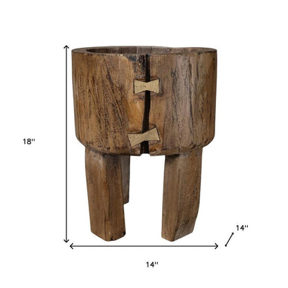 Brown Wood Pot Planter HomeRoots