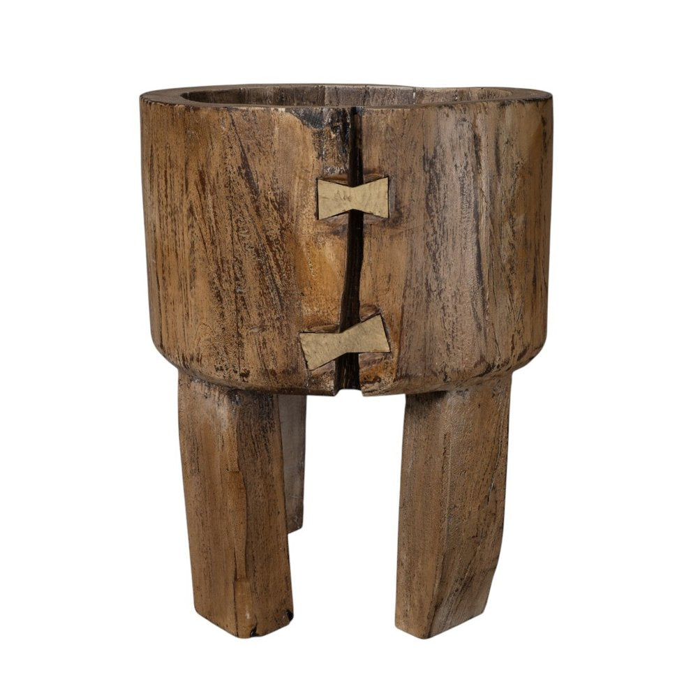Brown Wood Pot Planter HomeRoots