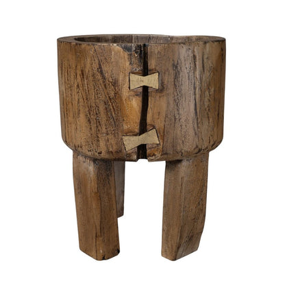 Brown Wood Pot Planter HomeRoots