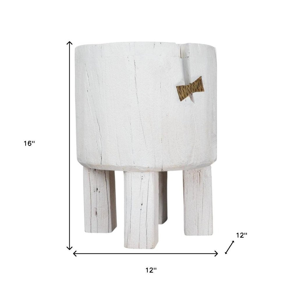 White Wood Pot Planter HomeRoots