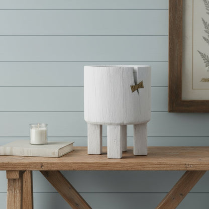 White Wood Pot Planter HomeRoots