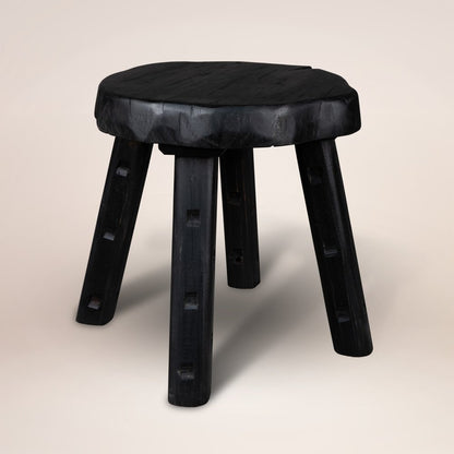 19" Matte Ebony Distressed Reclaimed Wood Round End Table HomeRoots