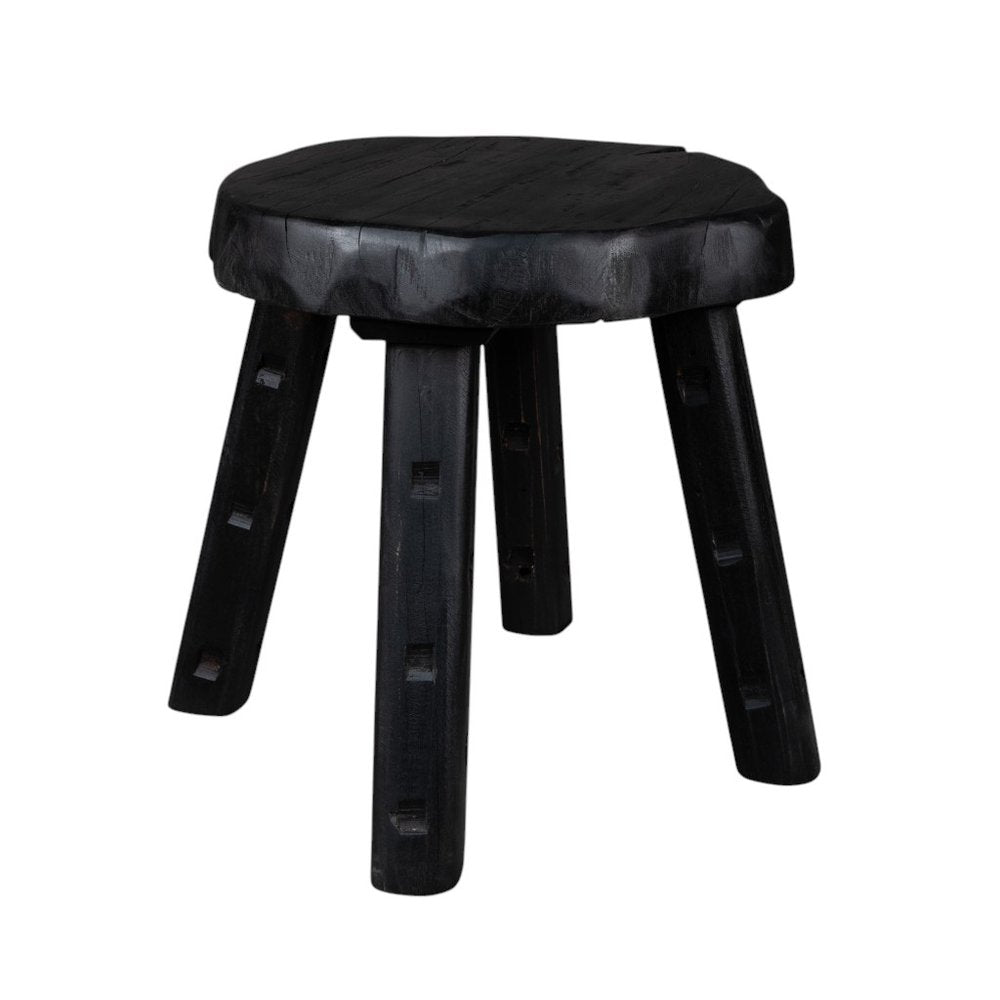 19" Matte Ebony Distressed Reclaimed Wood Round End Table