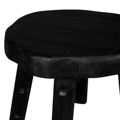 19" Matte Ebony Distressed Reclaimed Wood Round End Table HomeRoots
