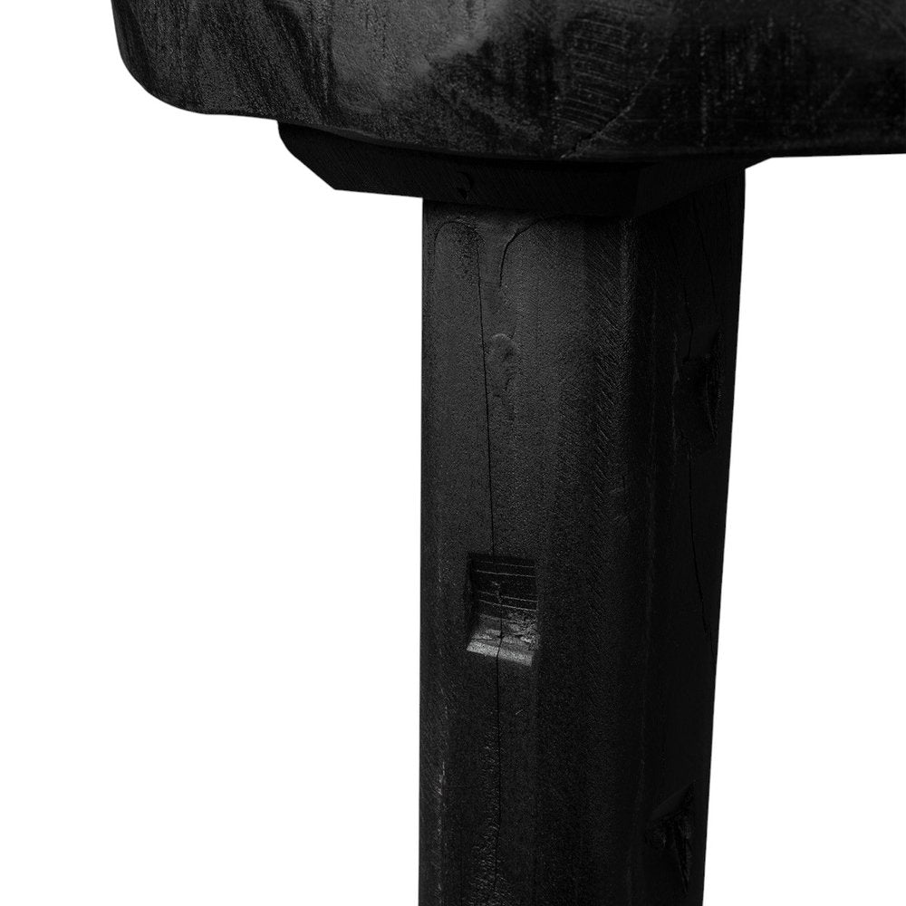 19" Matte Ebony Distressed Reclaimed Wood Round End Table — view 4