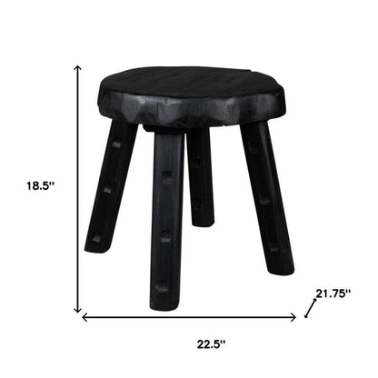 19" Matte Ebony Distressed Reclaimed Wood Round End Table
