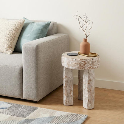 19" White Distressed Solid Wood Round End Table HomeRoots