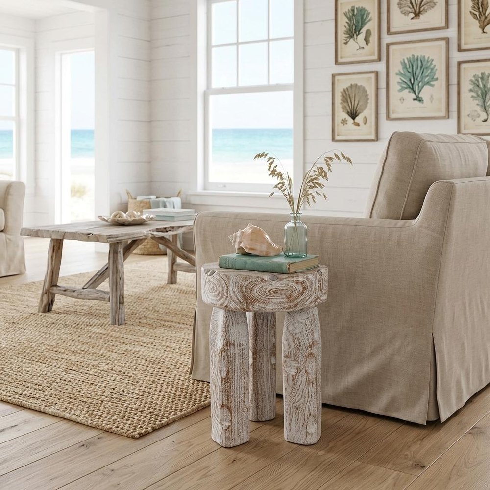 19" White Distressed Solid Wood Round End Table HomeRoots