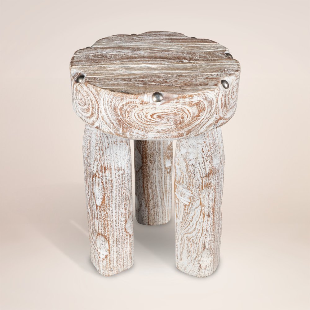 19" White Distressed Solid Wood Round End Table HomeRoots