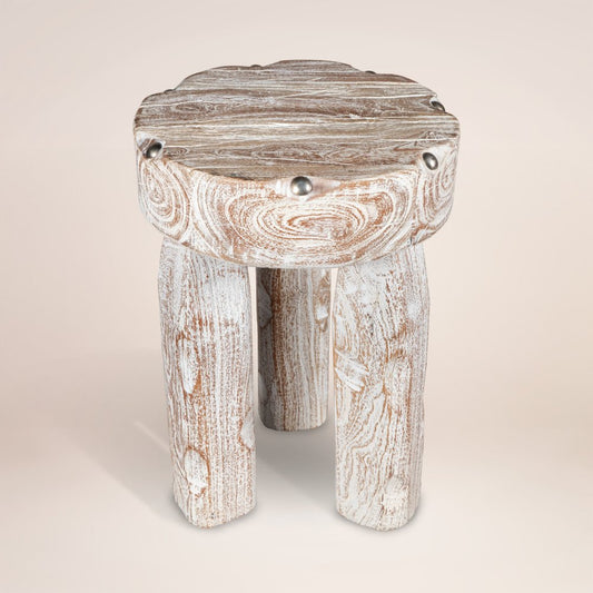 19" White Distressed Solid Wood Round End Table HomeRoots