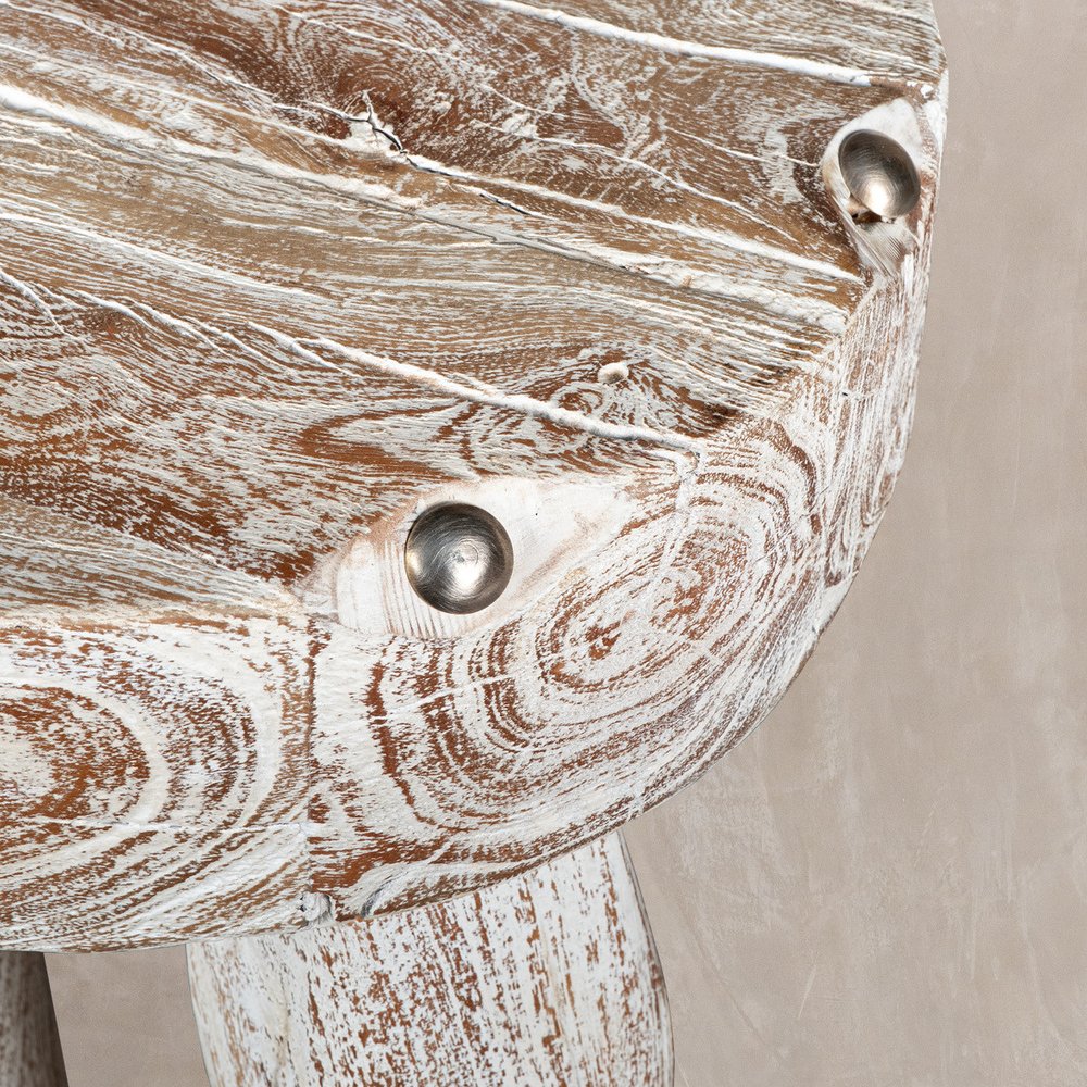 19" White Distressed Solid Wood Round End Table HomeRoots