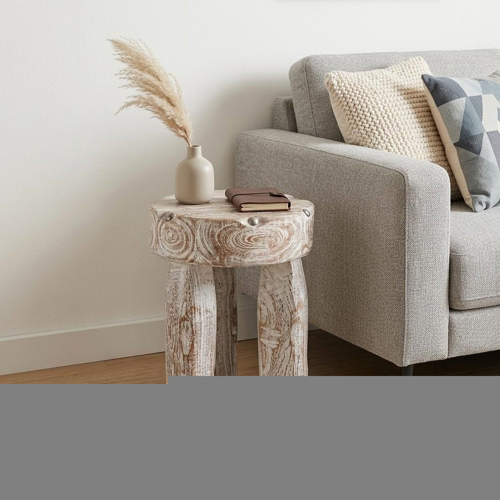 19" White Distressed Solid Wood Round End Table HomeRoots