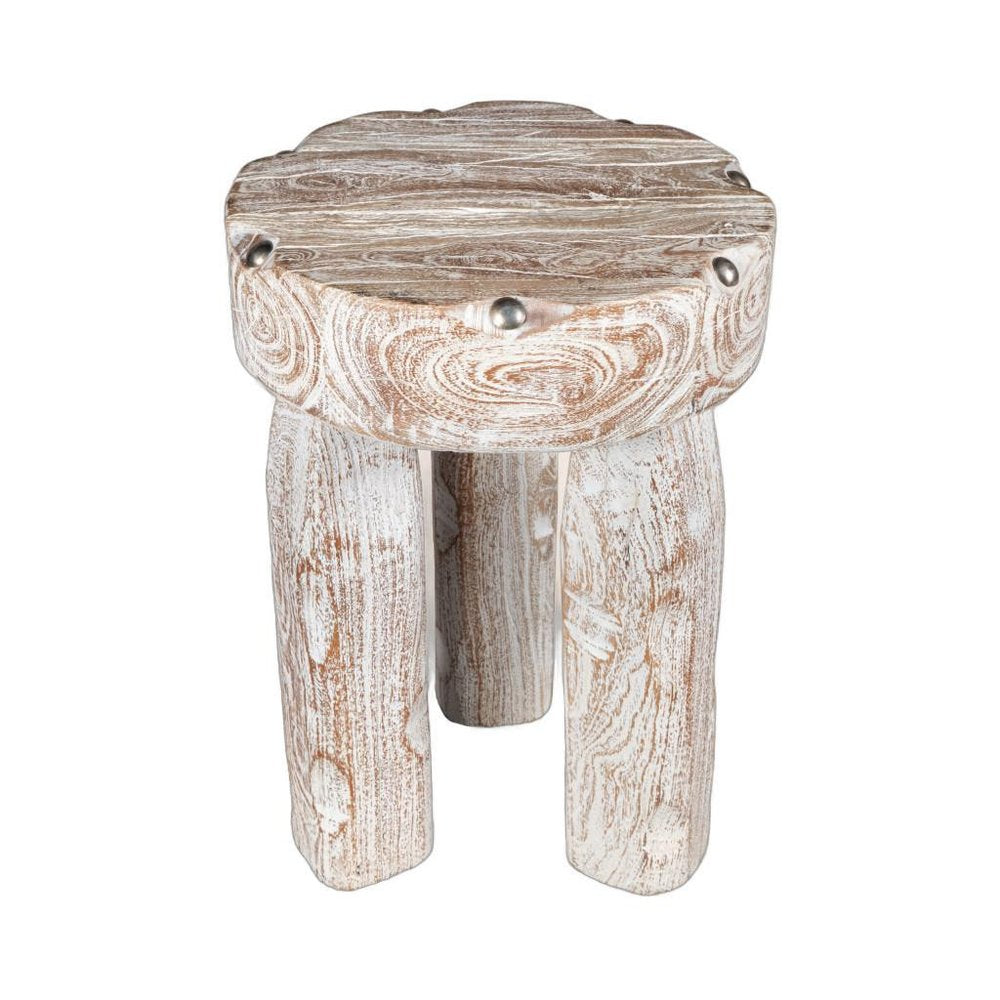 19" White Distressed Solid Wood Round End Table HomeRoots