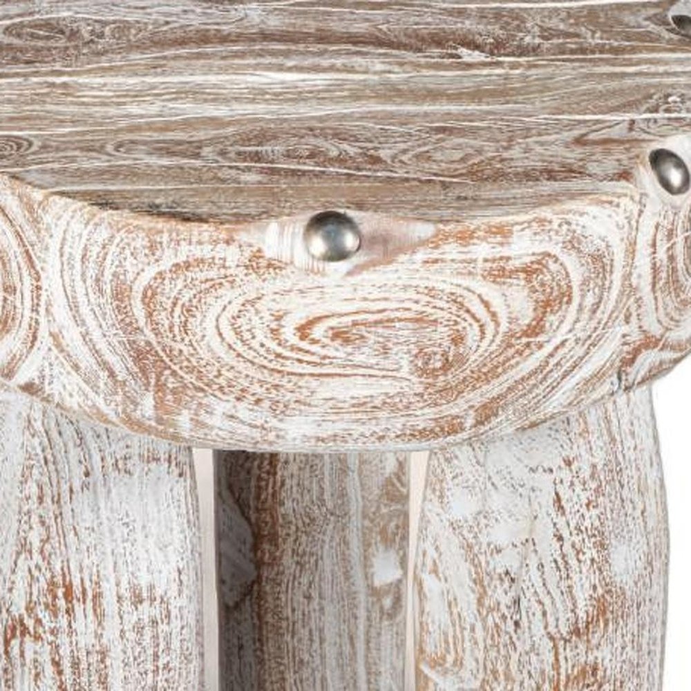 19" White Distressed Solid Wood Round End Table HomeRoots