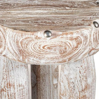 19" White Distressed Solid Wood Round End Table HomeRoots