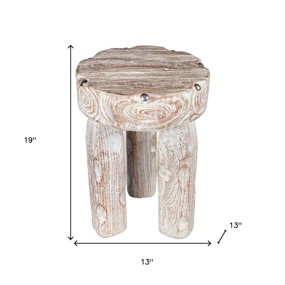 19" White Distressed Solid Wood Round End Table HomeRoots