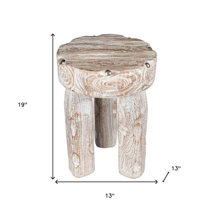 19" White Distressed Solid Wood Round End Table HomeRoots