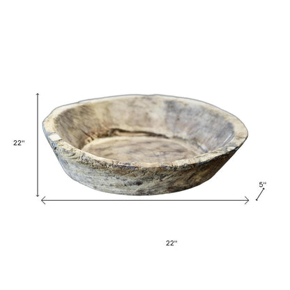 5" Beige Wood Decorative Bowl HomeRoots