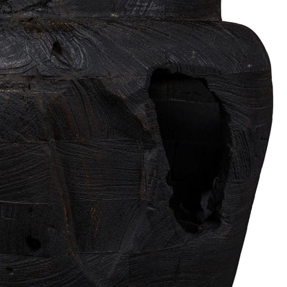 18" Black Solid Wood Modern Abstract Table Vase With Sculptural Details HomeRoots