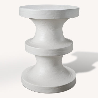 22" Matte White Lime Plaster Round Pedestal End Table HomeRoots
