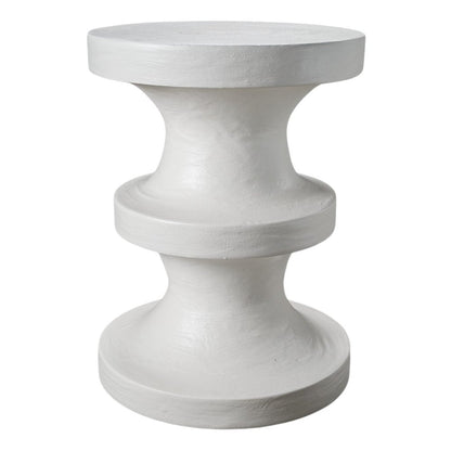 22" Matte White Lime Plaster Round Pedestal End Table HomeRoots