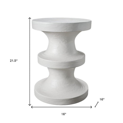 22" Matte White Lime Plaster Round Pedestal End Table HomeRoots