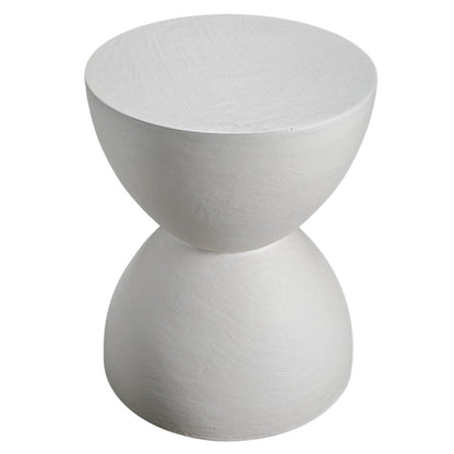 21" Matte White Lime Plaster Round Hourglass End Table HomeRoots