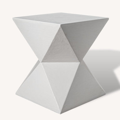 19" Matte White Lime Plaster Square End Table HomeRoots
