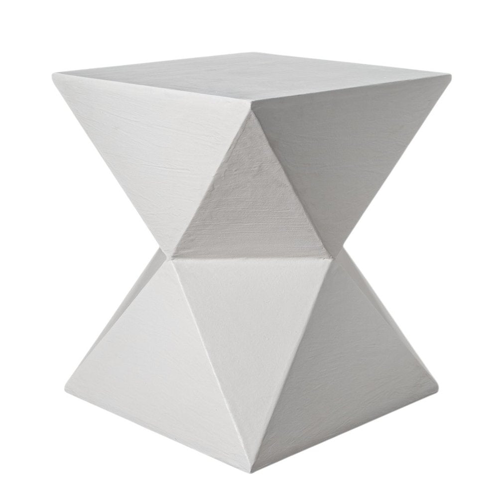 19" Matte White Lime Plaster Square End Table HomeRoots