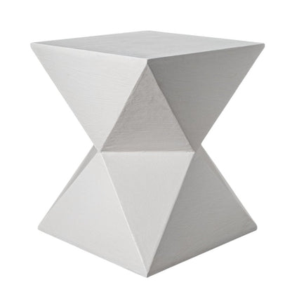 19" Matte White Lime Plaster Square End Table HomeRoots
