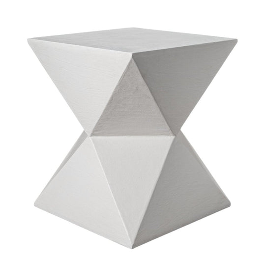 19" Matte White Lime Plaster Square End Table