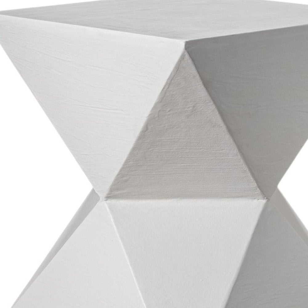 19" Matte White Lime Plaster Square End Table HomeRoots