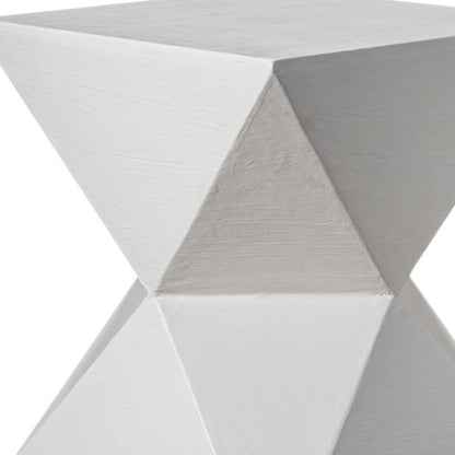 19" Matte White Lime Plaster Square End Table HomeRoots
