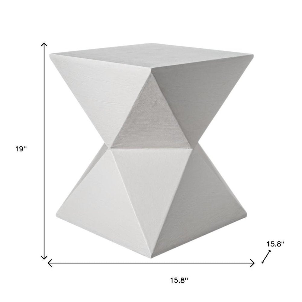 19" Matte White Lime Plaster Square End Table HomeRoots