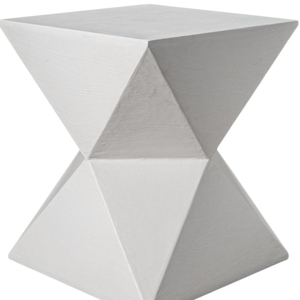 19" Matte White Lime Plaster Square End Table — view 3