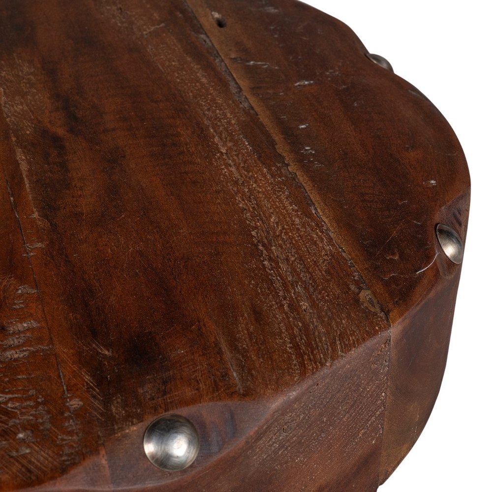 19" Natural Brown Distressed Reclaimed Wood Round End Table HomeRoots