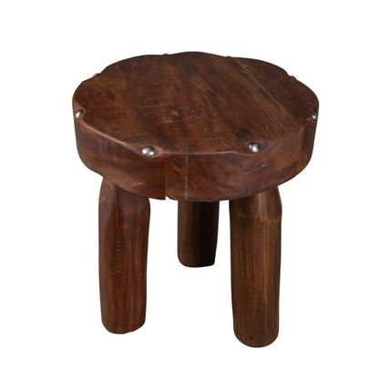 19" Natural Brown Distressed Reclaimed Wood Round End Table HomeRoots