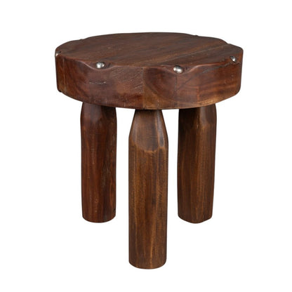 19" Natural Brown Distressed Reclaimed Wood Round End Table HomeRoots