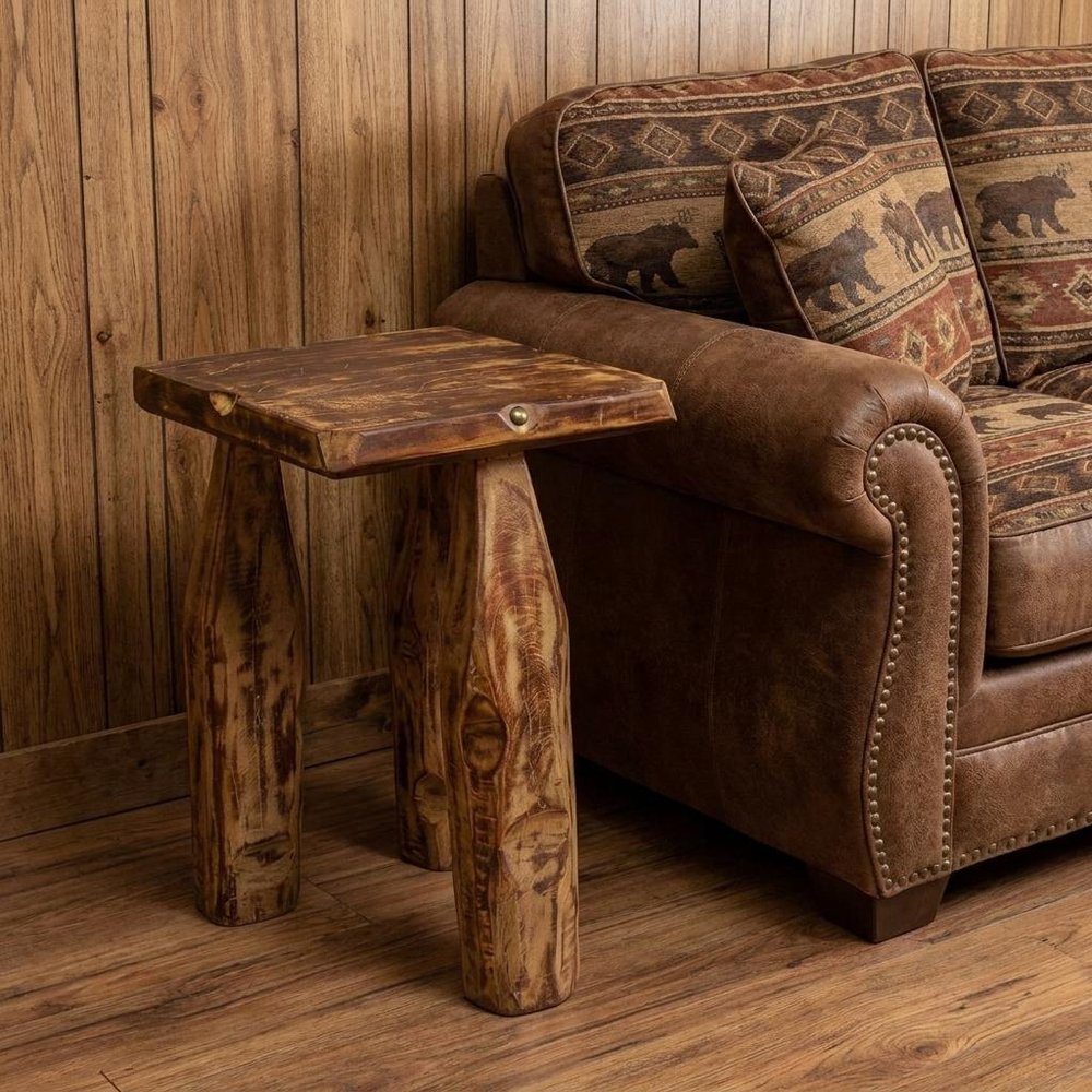 24" Brown Distressed Reclaimed Wood Square End Table — view 1
