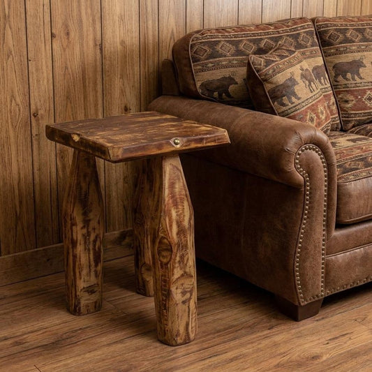24" Brown Distressed Reclaimed Wood Square End Table