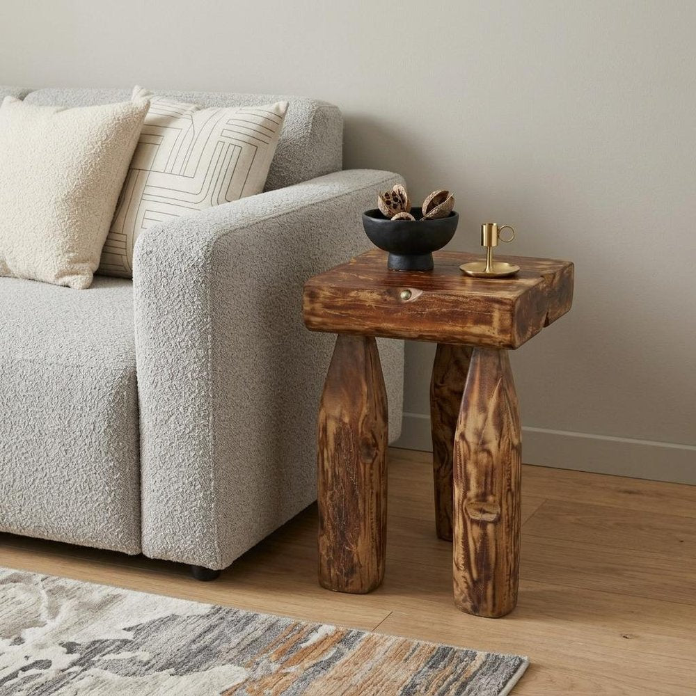 24" Brown Distressed Reclaimed Wood Square End Table HomeRoots