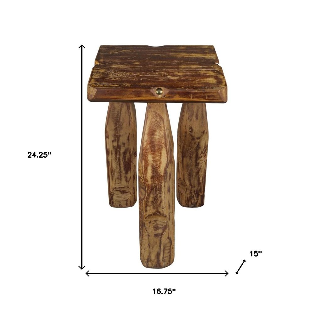 24" Brown Distressed Reclaimed Wood Square End Table HomeRoots