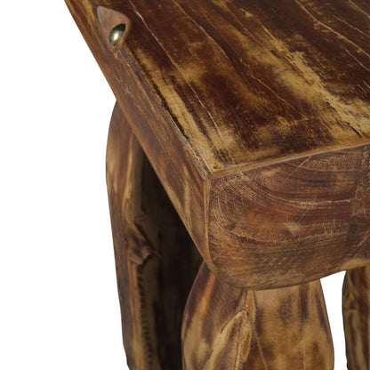 24" Brown Distressed Reclaimed Wood Square End Table HomeRoots