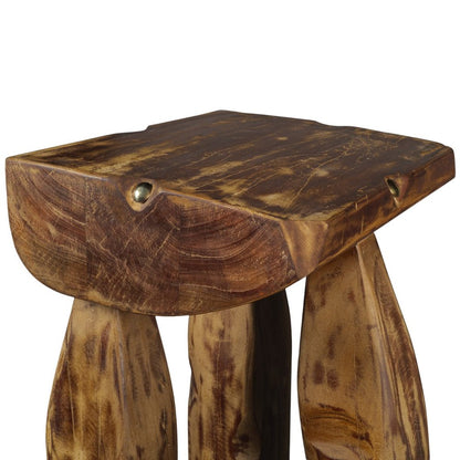 24" Brown Distressed Reclaimed Wood Square End Table HomeRoots
