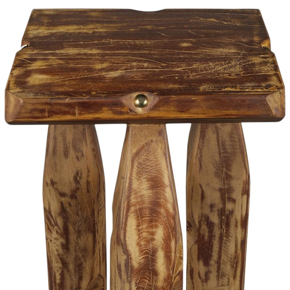 24" Brown Distressed Reclaimed Wood Square End Table HomeRoots