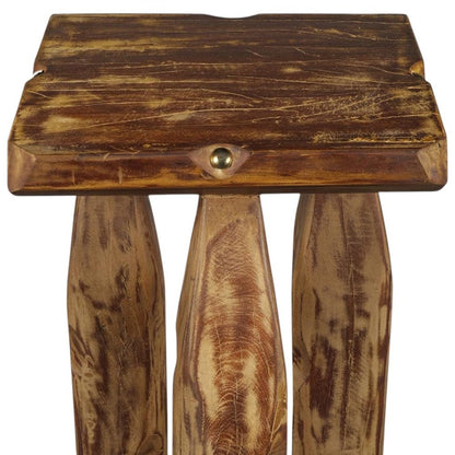 24" Brown Distressed Reclaimed Wood Square End Table HomeRoots