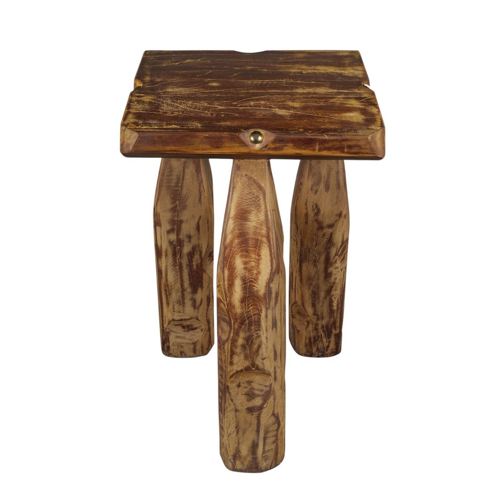 24" Brown Distressed Reclaimed Wood Square End Table — view 4