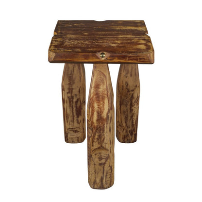 24" Brown Distressed Reclaimed Wood Square End Table HomeRoots