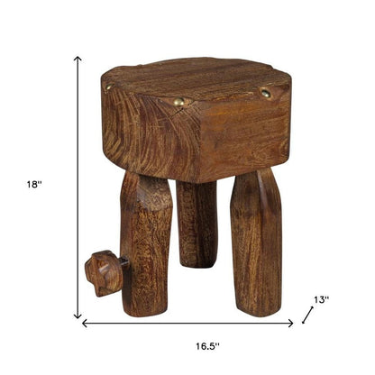 18" Brown Distressed Reclaimed Wood Round End Table HomeRoots