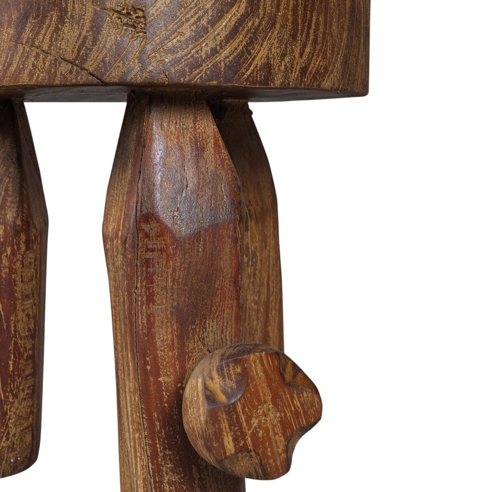 18" Brown Distressed Reclaimed Wood Round End Table — view 3